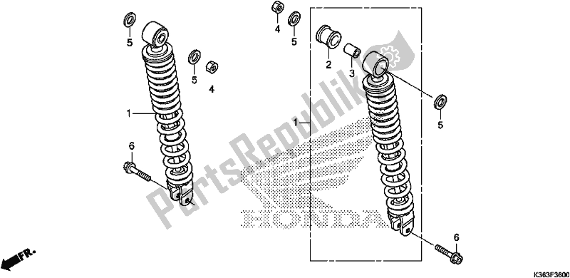 All parts for the Rear Cushion of the Honda PCX 150 2017