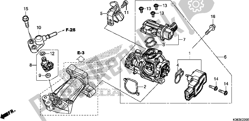 All parts for the Throttle Body/fuel Injector of the Honda PCX 150 2017