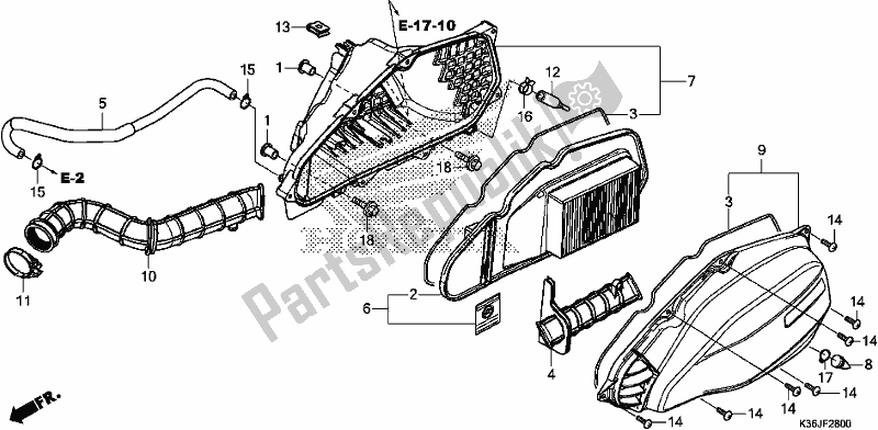 Todas as partes de Filtro De Ar do Honda PCX 150 2018