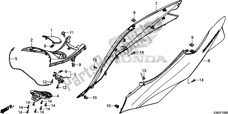 Todas as partes de Capa Do Corpo do Honda PCX 150 2018