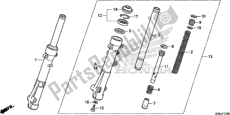 Todas as partes de Garfo Dianteiro do Honda PCX 150 2018