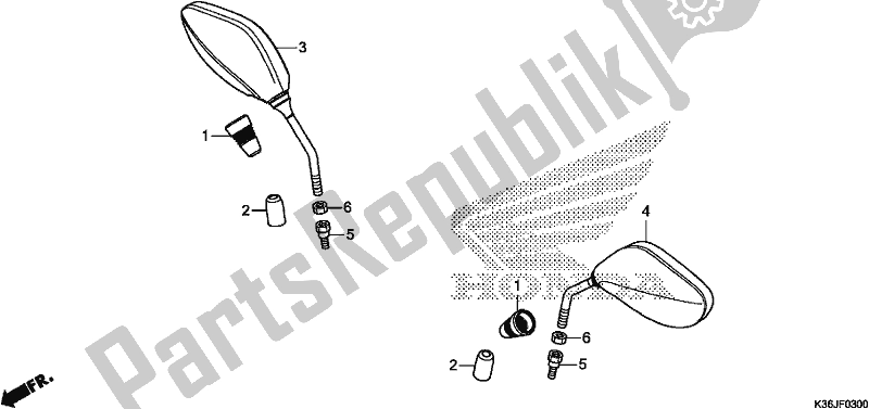 Tutte le parti per il Specchio del Honda PCX 150 2018