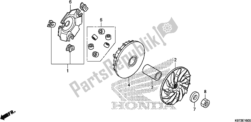 Alle onderdelen voor de Drive Gezicht van de Honda PCX 150A 2019