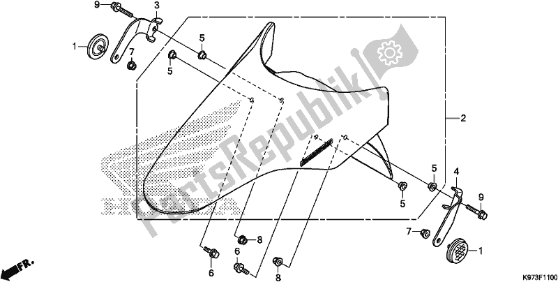 All parts for the Front Fender of the Honda PCX 150A 2019
