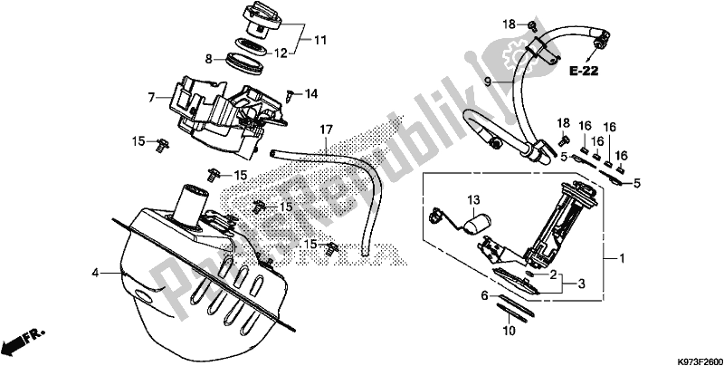 Toutes les pièces pour le Réservoir D'essence du Honda PCX 150A 2019