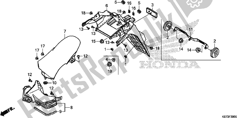 All parts for the Rear Fender of the Honda PCX 150A 2019
