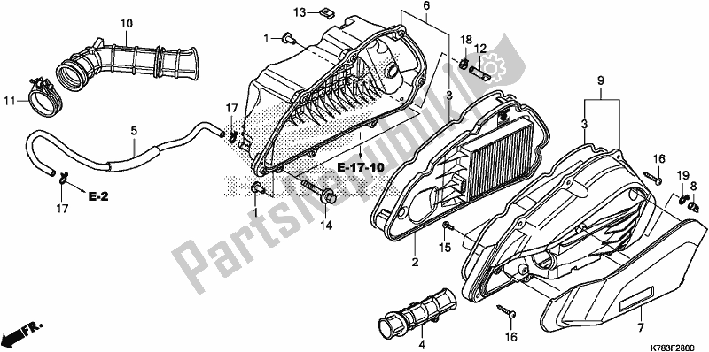 All parts for the Air Cleaner of the Honda SH 150D 2017