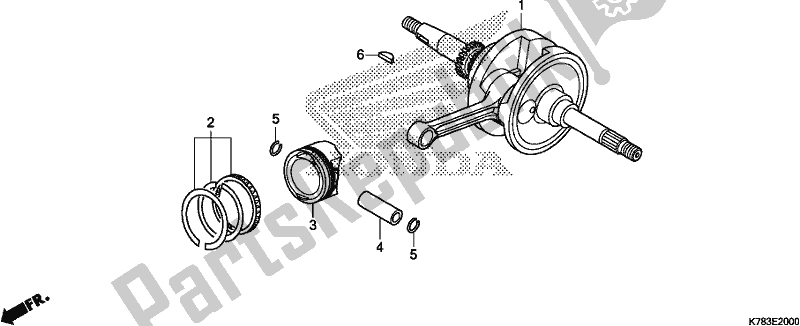 All parts for the Crankshaft/piston of the Honda SH 150D 2017