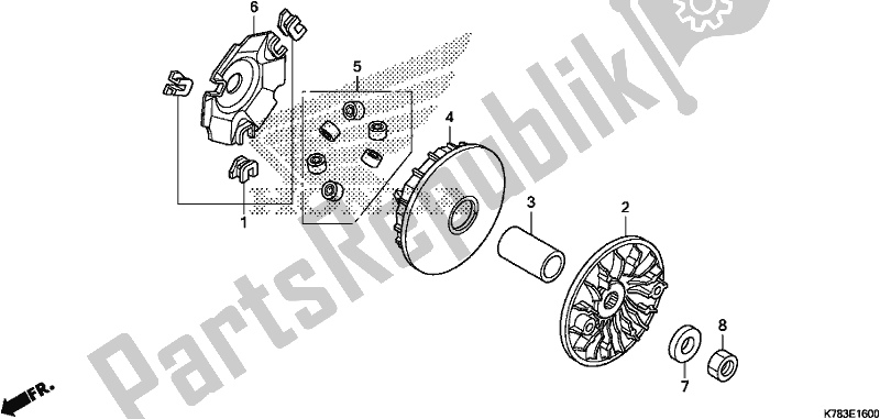 All parts for the Drive Face of the Honda SH 150D 2017