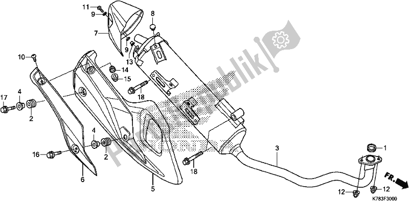 All parts for the Exhaust Muffler of the Honda SH 150D 2017