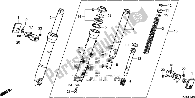 Toutes les pièces pour le Fourche Avant du Honda SH 150D 2017