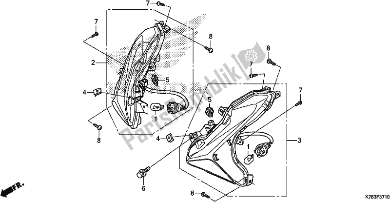 Tutte le parti per il Occhiolino Frontale del Honda SH 150D 2017