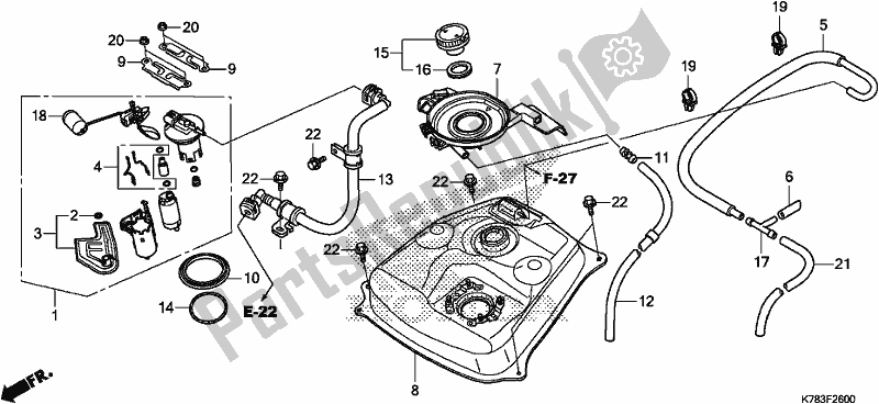 Tutte le parti per il Serbatoio Di Carburante del Honda SH 150D 2017