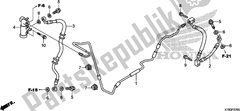 All parts for the Rear Brake Hose/brake Pipe of the Honda SH 150D 2017