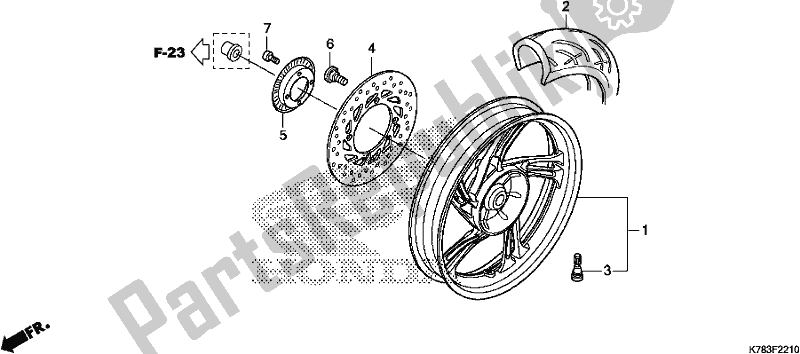 All parts for the Rear Wheel of the Honda SH 150D 2017