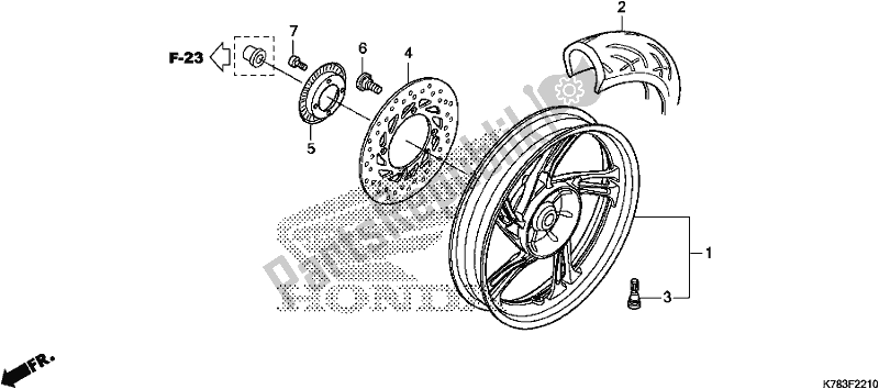 All parts for the Rear Wheel of the Honda SH 150D 2017