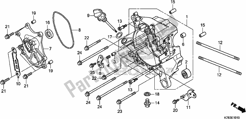 Tutte le parti per il Basamento Destro del Honda SH 150D 2017