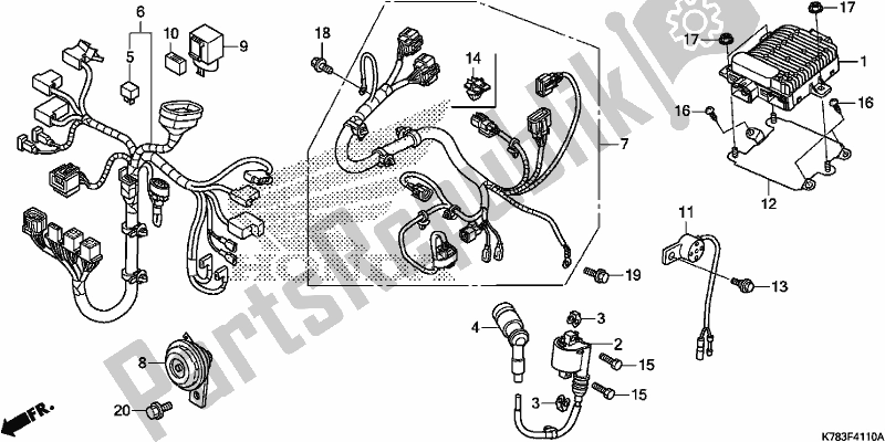 All parts for the Sub Harness/ignition Coil of the Honda SH 150D 2017