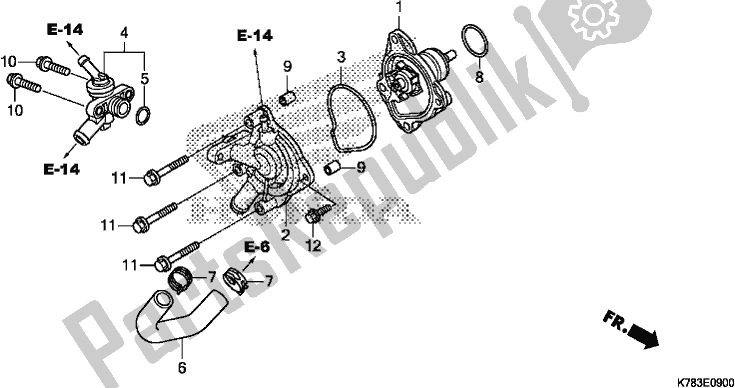 All parts for the Water Pump of the Honda SH 150D 2017