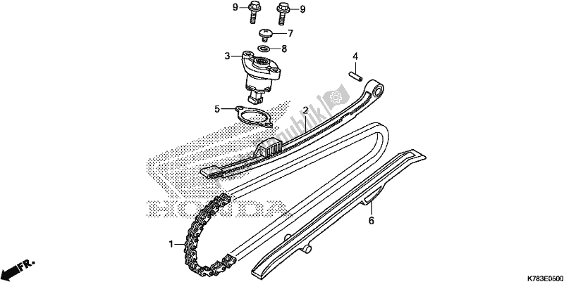 All parts for the Cam Chain/tensioner of the Honda SH 150D 2019