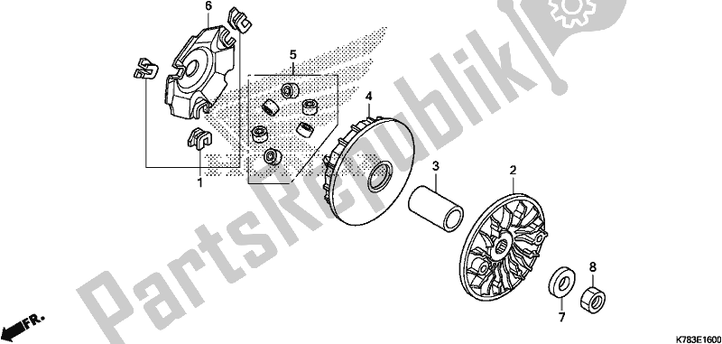 All parts for the Drive Face of the Honda SH 150D 2019