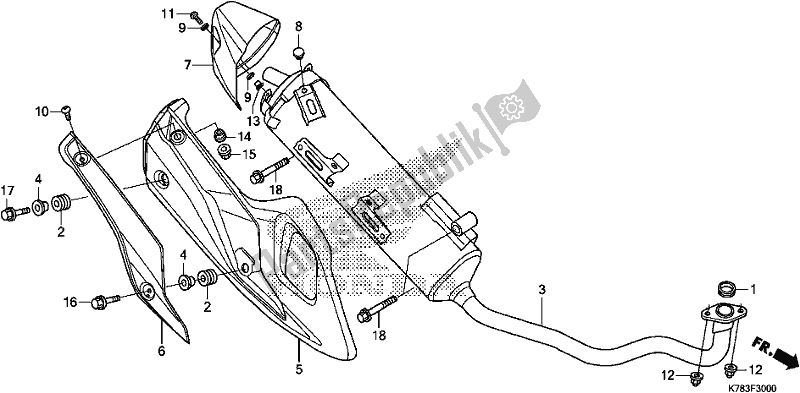 All parts for the Exhaust Muffler of the Honda SH 150D 2019