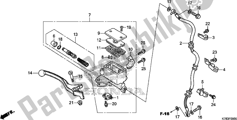 All parts for the Front Brake Master Cylinder of the Honda SH 150D 2019