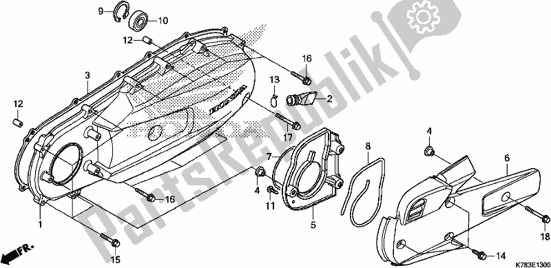 All parts for the Left Side Cover of the Honda SH 150D 2019