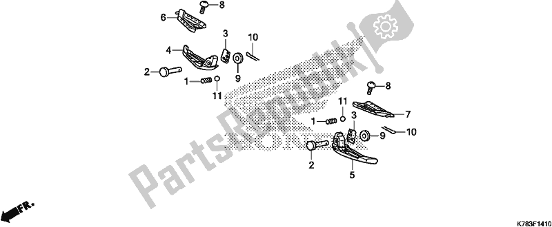 All parts for the Pillion Step of the Honda SH 150D 2019