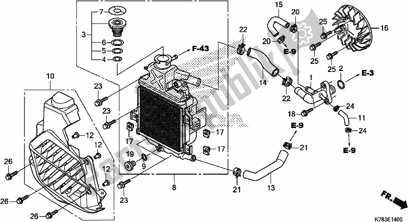 Todas as partes de Radiador do Honda SH 150D 2019