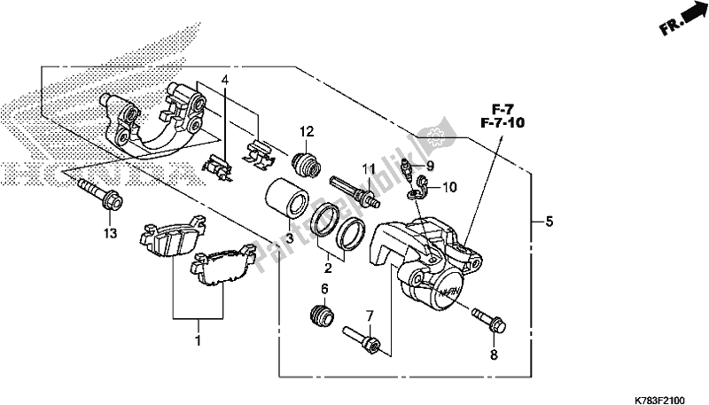 Tutte le parti per il Pinza Freno Posteriore del Honda SH 150D 2019