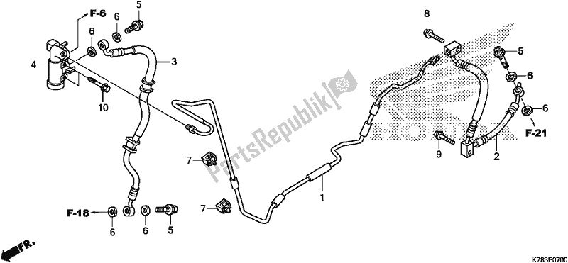 All parts for the Rear Brake Hose/brake Pipe of the Honda SH 150D 2019