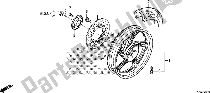 All parts for the Rear Wheel of the Honda SH 150D 2019