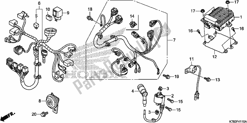 All parts for the Sub Harness/ignition Coil of the Honda SH 150D 2019