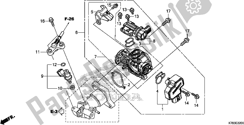 All parts for the Throttle Body/fuel Injector of the Honda SH 150D 2019