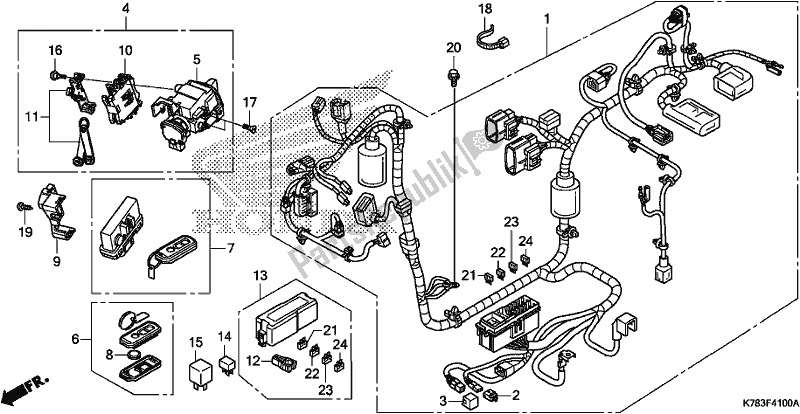 All parts for the Wire Harness of the Honda SH 150D 2019