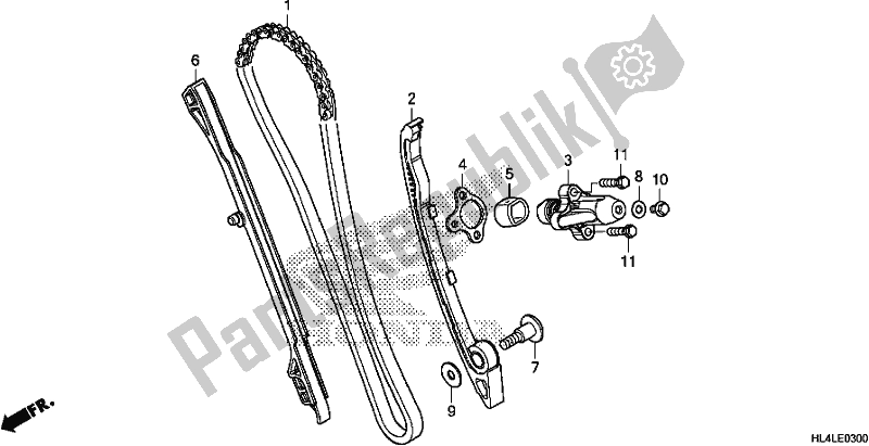 Alle onderdelen voor de Nokkenketting / Spanner van de Honda SXS 1000M3D Pioneer 1000 3 Seat 2020