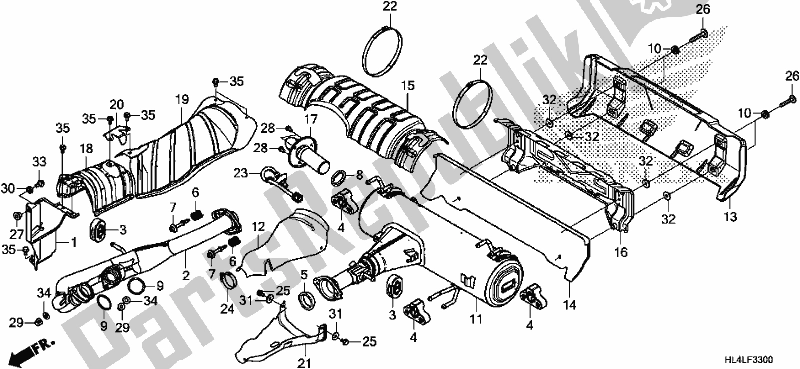 Alle onderdelen voor de Uitlaatdemper van de Honda SXS 1000M3D Pioneer 1000 3 Seat 2020