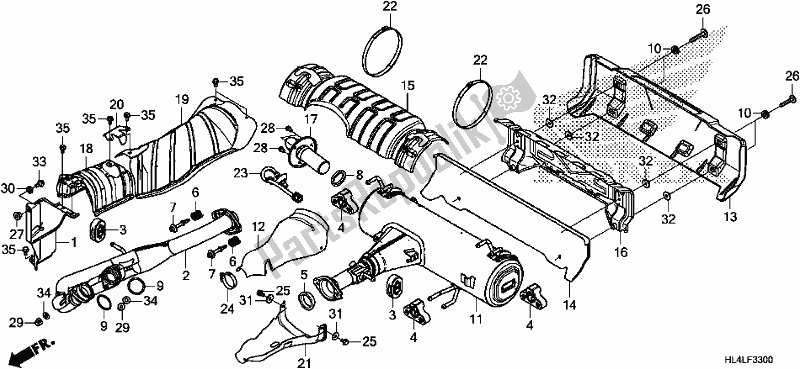 Alle onderdelen voor de Uitlaatdemper van de Honda SXS 1000M3D Pioneer 1000 3 Seat 2020