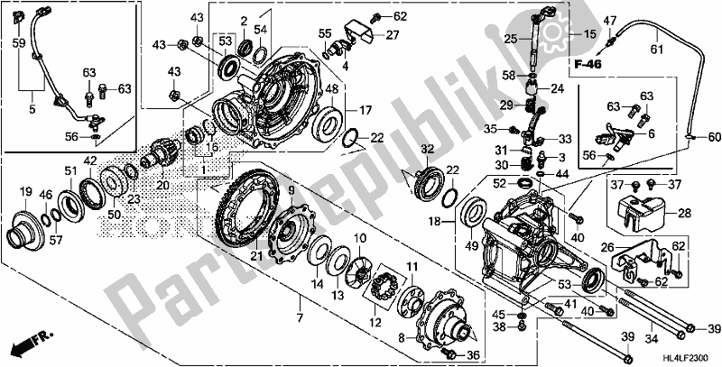 Alle onderdelen voor de Uiteindelijk Aangedreven Versnelling van de Honda SXS 1000M3D Pioneer 1000 3 Seat 2020