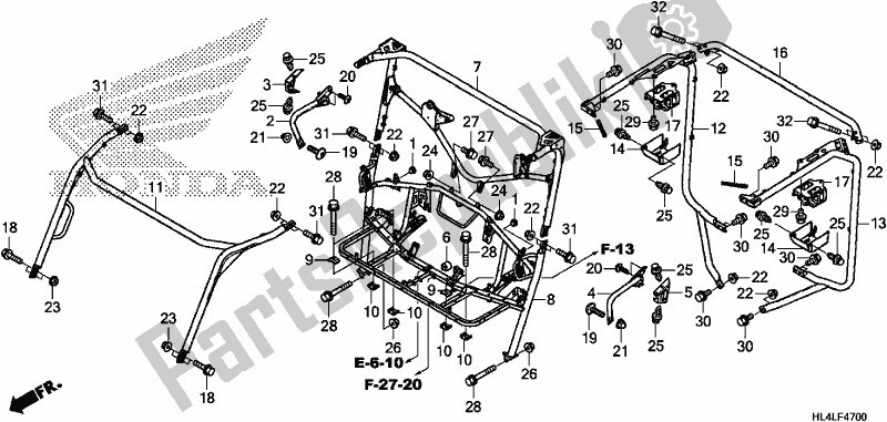All parts for the Roll Bar of the Honda SXS 1000M3D Pioneer 1000 3 Seat 2020