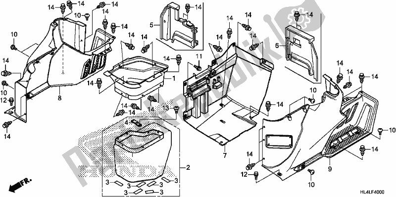 Alle onderdelen voor de Zijdeksel van de Honda SXS 1000M3D Pioneer 1000 3 Seat 2020