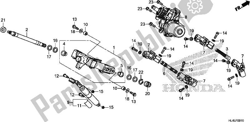 All parts for the Steering Shaft (eps) of the Honda SXS 1000M3D Pioneer 1000 3 Seat 2020