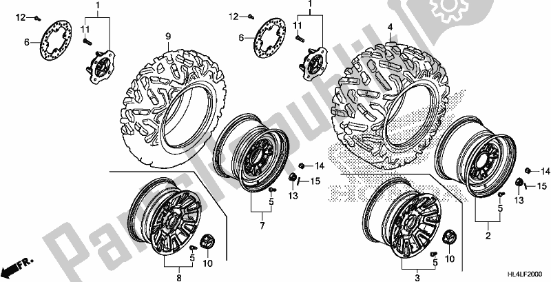 Toutes les pièces pour le Roue du Honda SXS 1000M3D Pioneer 1000 3 Seat 2020