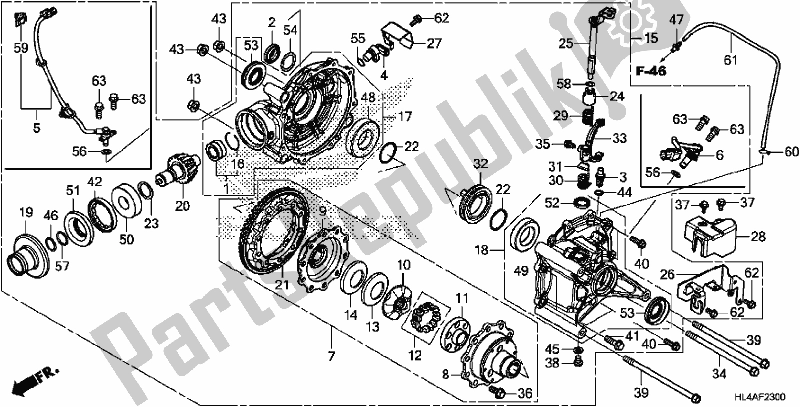 Todas as partes de Engrenagem Final Conduzida do Honda SXS 1000M3L Pioneer 1000 3 Seat 2017