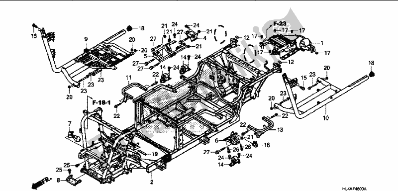 Alle onderdelen voor de Frame Lichaam van de Honda SXS 1000M3L Pioneer 1000 3 Seat 2017