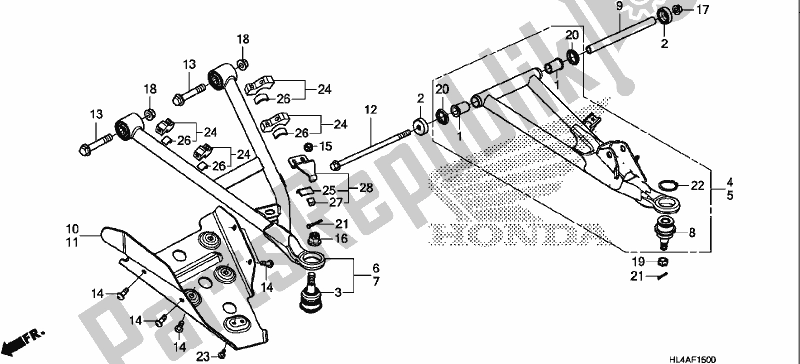 All parts for the Front Arm of the Honda SXS 1000M3L Pioneer 1000 3 Seat 2017