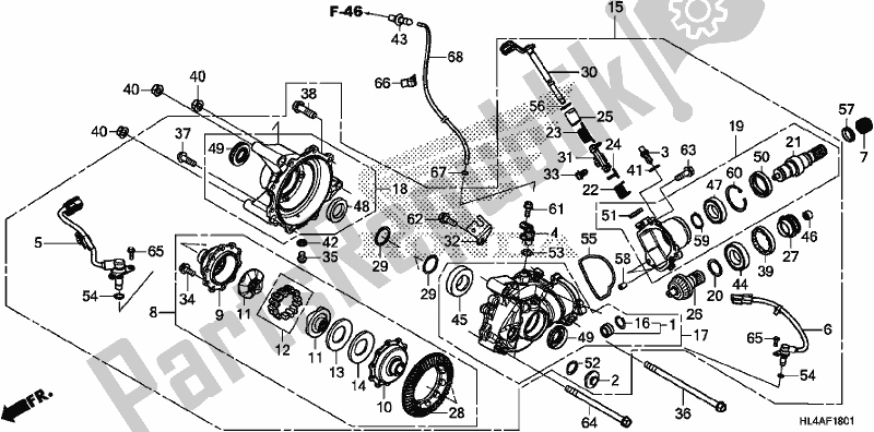 All parts for the Front Final Gear of the Honda SXS 1000M3L Pioneer 1000 3 Seat 2017