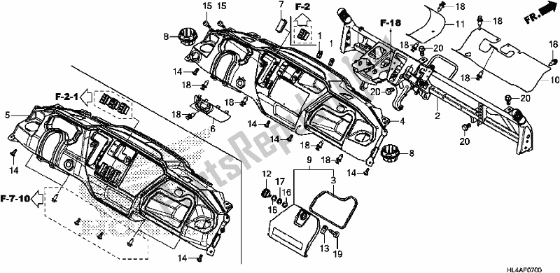 Alle onderdelen voor de Instrumentenpaneel van de Honda SXS 1000M3L Pioneer 1000 3 Seat 2017