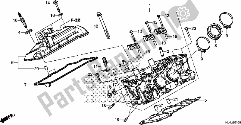 All parts for the Cylinder Head of the Honda SXS 1000M3L Pioneer 1000 3 Seat 2018